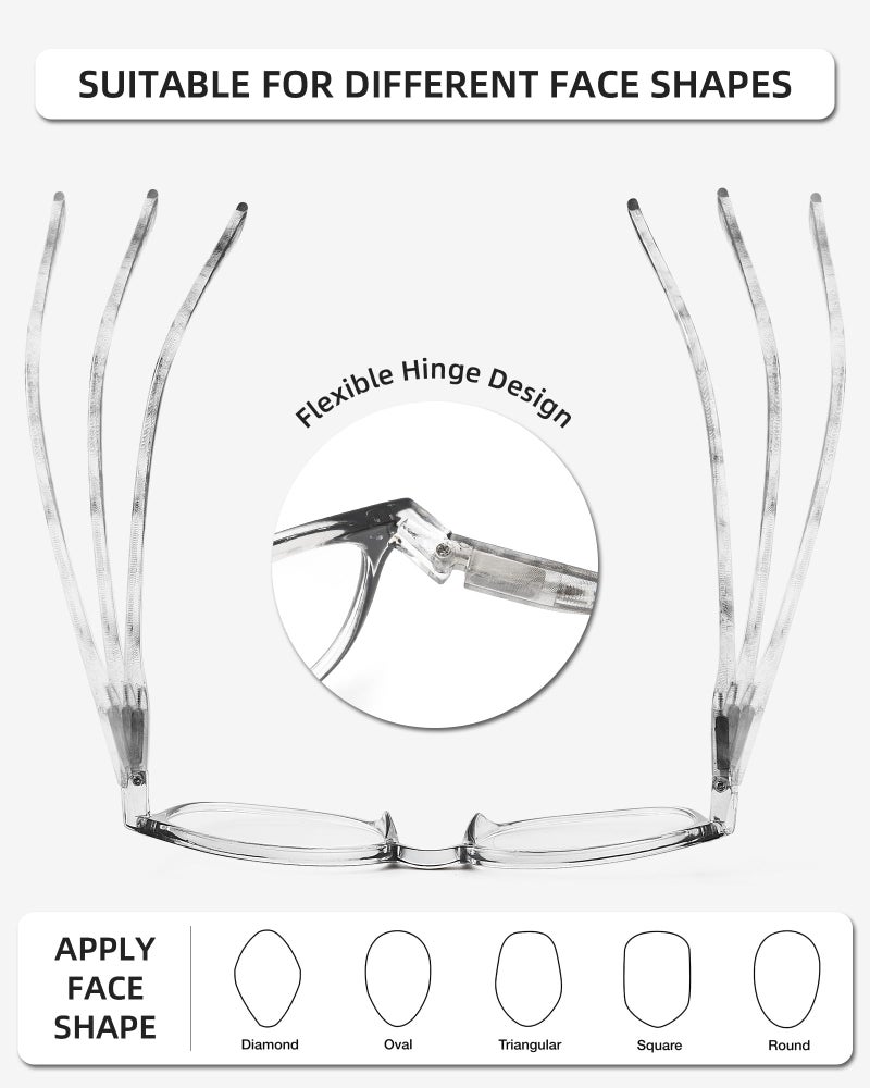 JM Reading Glasses Set of 4 Quality Spring Hinge Readers Men Women Glasses for Reading +3.0 Mix Color - Image 4